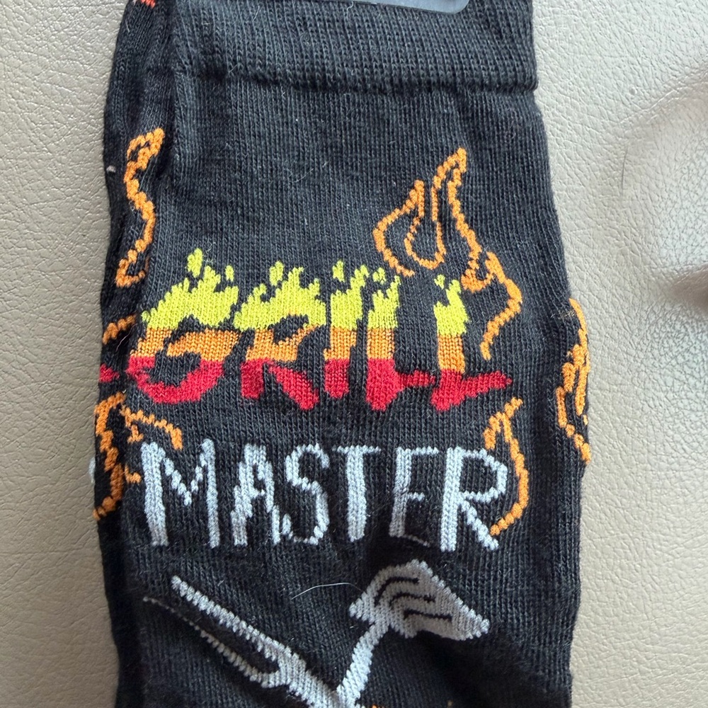 Grill Master Black Socks with Flame Design
